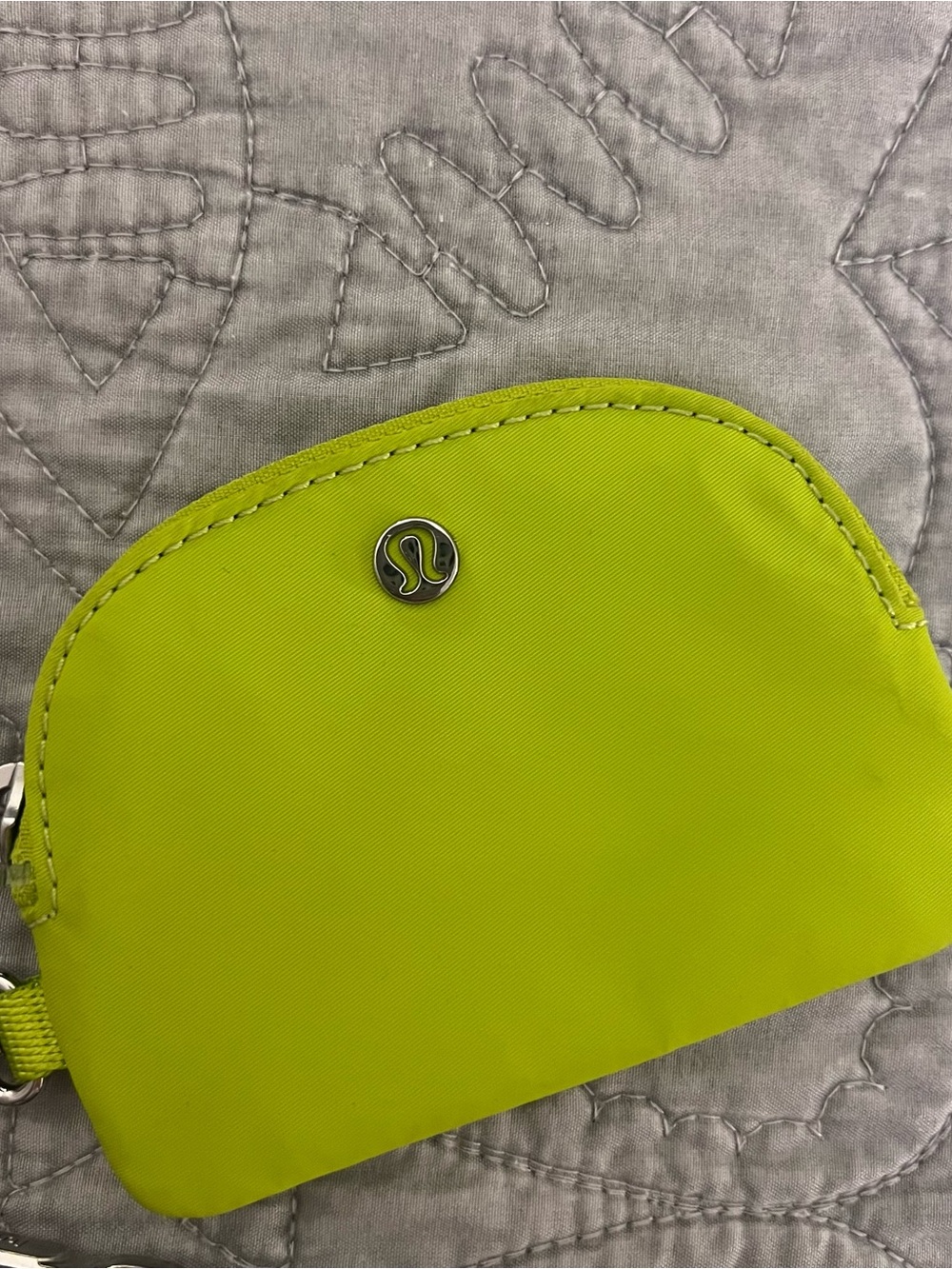 Lululemon Dual Pouch Wristlet Lime Green Gray Silver Wallet Pouch - Picture 3 of 5